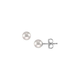 Akoya Cultured Pearl Stud Earrings : 14K White Gold  5 MM