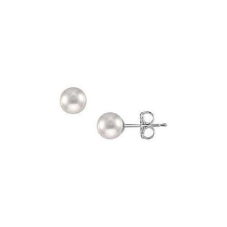 Akoya Cultured Pearl Stud Earrings : 14K White Gold  7 MM