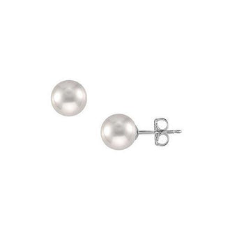 Akoya Cultured Pearl Stud Earrings : 14K White Gold  11 MM