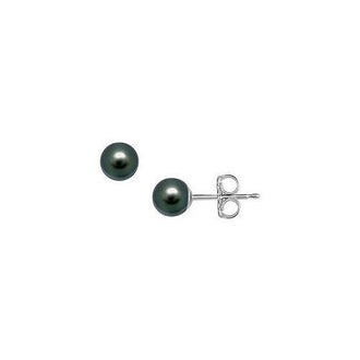 Akoya Cultured Pearl Stud Earrings : 14K White Gold  5 MM