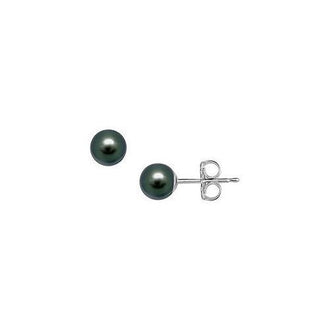 Akoya Cultured Pearl Stud Earrings : 14K White Gold  6 MM