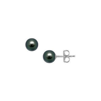 Akoya Cultured Pearl Stud Earrings : 14K White Gold  8 MM