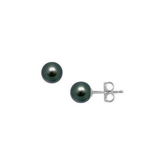 Akoya Cultured Pearl Stud Earrings : 14K White Gold  9 MM