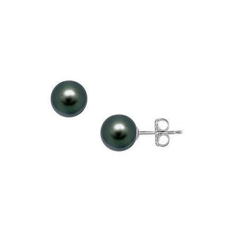 Akoya Cultured Pearl Stud Earrings : 14K White Gold  11 MM