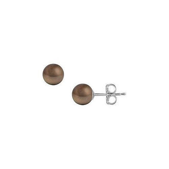 Akoya Cultured Pearl Stud Earrings : 14K White Gold  8 MM