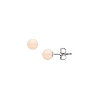 Akoya Cultured Pearl Stud Earrings : 14K White Gold  6 MM