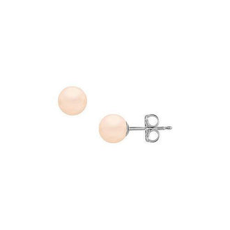 Akoya Cultured Pearl Stud Earrings : 14K White Gold  9 MM