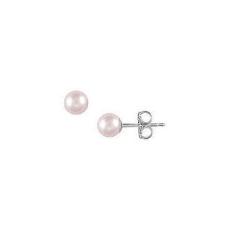 Akoya Cultured Pearl Stud Earrings : 14K White Gold  5 MM