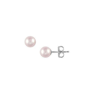 Akoya Cultured Pearl Stud Earrings : 14K White Gold  7 MM