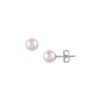 Akoya Cultured Pearl Stud Earrings : 14K White Gold  8 MM