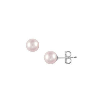 Akoya Cultured Pearl Stud Earrings : 14K White Gold  9 MM