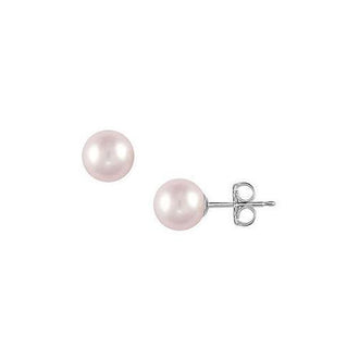 Akoya Cultured Pearl Stud Earrings : 14K White Gold  10 MM