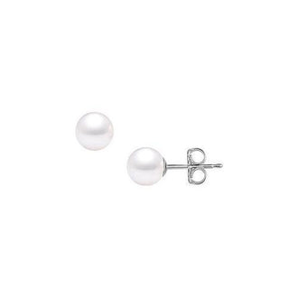 Akoya Cultured Pearl Stud Earrings : 14K White Gold  8 MM