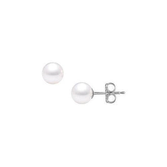 Akoya Cultured Pearl Stud Earrings : 14K White Gold  9 MM