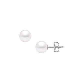 Akoya Cultured Pearl Stud Earrings : 14K White Gold  10 MM