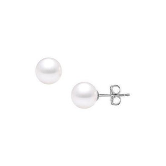 Akoya Cultured Pearl Stud Earrings : 14K White Gold  11 MM