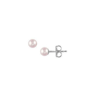 Freshwater Cultured Pearl Stud Earrings : 14K White Gold  4 MM