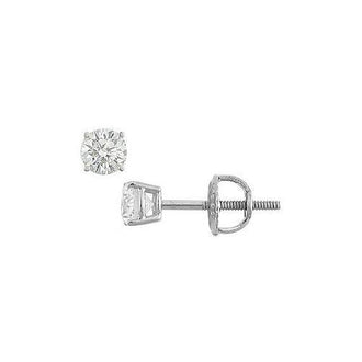 14K White Gold : Round Diamond Stud Earrings  0.25 CT. TW.