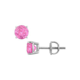 14K White Gold : Prong Set Pink Sapphire Stud Earrings 0.25 CT TGW