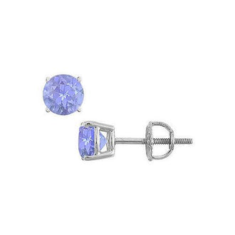 14K White Gold : Prong Set Tanzanite Stud Earrings 0.25 CT TGW