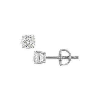 14K White Gold : Round Diamond Stud Earrings  0.33 CT. TW.