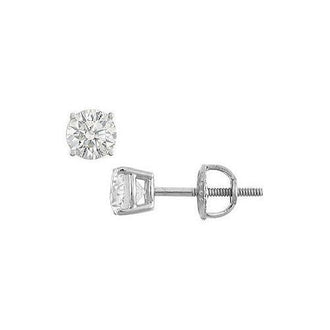 14K White Gold : Round Diamond Stud Earrings  0.50 CT. TW.