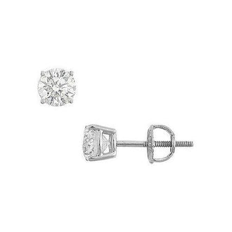 14K White Gold : Round Cubic Zirconia Stud Earrings  1.00 CT. TGW.