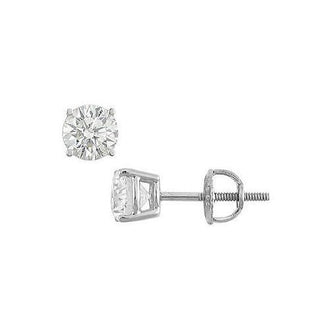 14K White Gold : Round Diamond Stud Earrings  1.25 CT. TW.