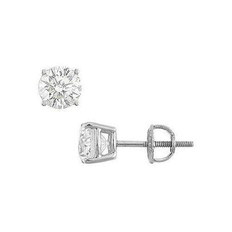 14K White Gold : Round Cubic Zirconia Stud Earrings  2.00 CT. TGW.