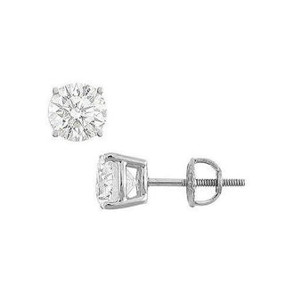 14K White Gold : Round Cubic Zirconia Stud Earrings  4.00 CT. TGW.