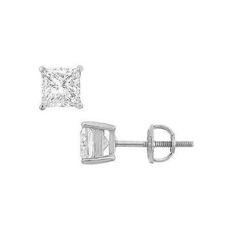14K White Gold : Princess Cubic Zirconia Stud Earrings  3.00 CT. TGW.