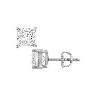 14K White Gold : Princess Cubic Zirconia Stud Earrings  8.00 CT. TGW.