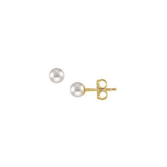 Akoya Cultured Pearl Stud Earrings : 14K Yellow Gold  4 MM