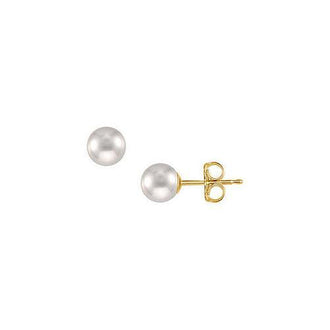 Akoya Cultured Pearl Stud Earrings : 14K Yellow Gold  7 MM