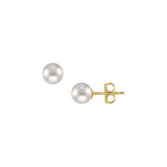 Akoya Cultured Pearl Stud Earrings : 14K Yellow Gold  8 MM