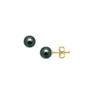 Akoya Cultured Pearl Stud Earrings : 14K Yellow Gold  8 MM