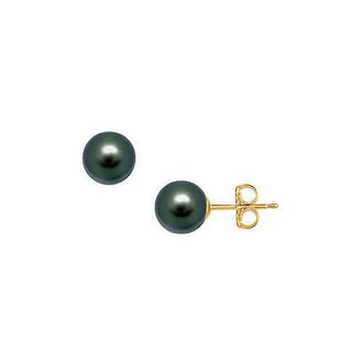 Akoya Cultured Pearl Stud Earrings : 14K Yellow Gold  10 MM