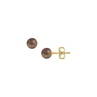 Akoya Cultured Pearl Stud Earrings : 14K Yellow Gold  6 MM