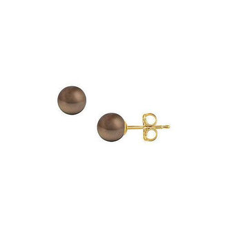 Akoya Cultured Pearl Stud Earrings : 14K Yellow Gold  8 MM