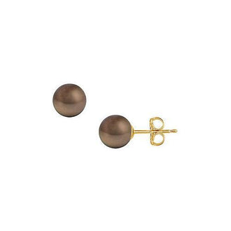 Akoya Cultured Pearl Stud Earrings : 14K Yellow Gold  10 MM