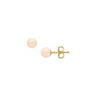 Akoya Cultured Pearl Stud Earrings : 14K Yellow Gold  5 MM