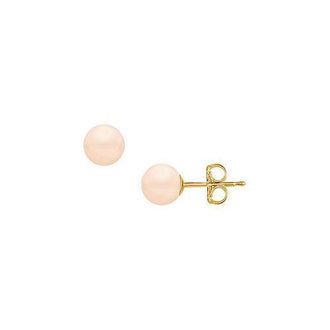 Akoya Cultured Pearl Stud Earrings : 14K Yellow Gold  8 MM