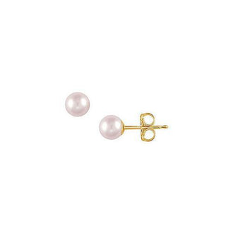 Akoya Cultured Pearl Stud Earrings : 14K Yellow Gold  5 MM