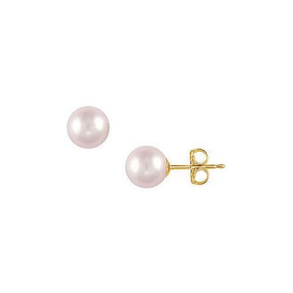 Akoya Cultured Pearl Stud Earrings : 14K Yellow Gold  10 MM