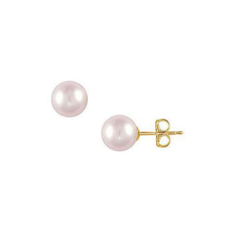 Akoya Cultured Pearl Stud Earrings : 14K Yellow Gold  11 MM