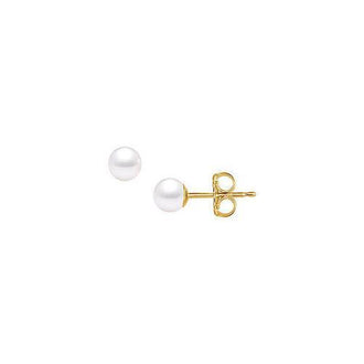 Akoya Cultured Pearl Stud Earrings : 14K Yellow Gold  4 MM