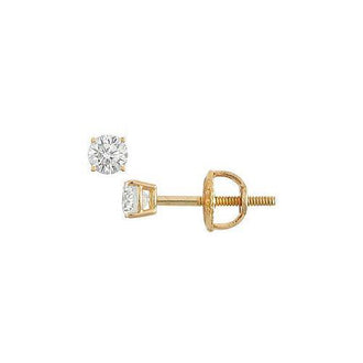 14K Yellow Gold : Round Diamond Stud Earrings  0.10 CT. TW.