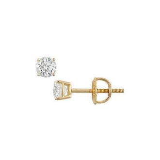 14K Yellow Gold : Round Diamond Stud Earrings  0.25 CT. TW.