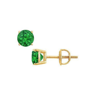 14K Yellow Gold : Prong Set Emerald Stud Earrings 0.25 CT TGW