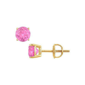 14K Yellow Gold : Prong Set Pink Sapphire Stud Earrings 0.25 CT TGW